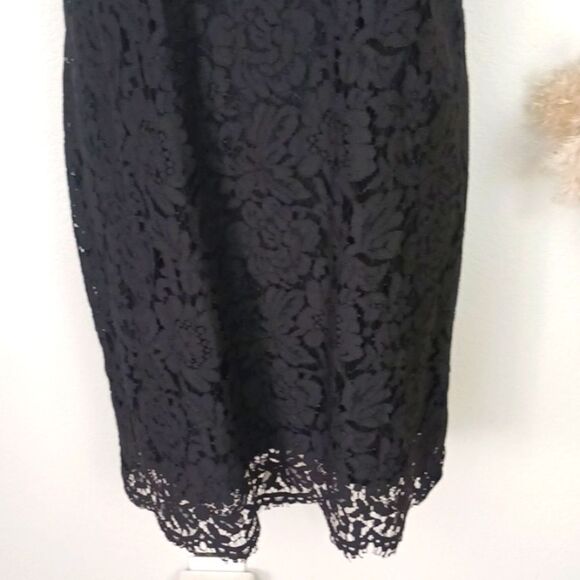 Michael Michael Kors black lace floral short sleeve modest midi dress sz 10 - Picture 5 of 15